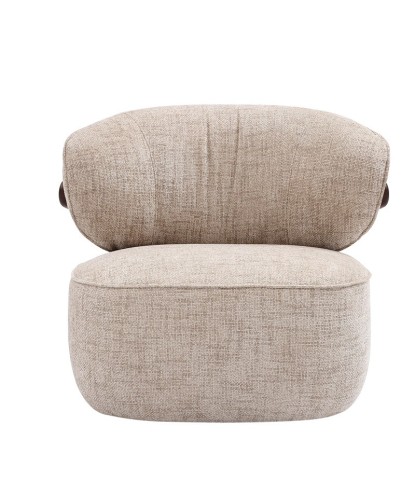 Fauteuil de salon confortable BOREAL cocooning bois Tissu beige vue 3/4