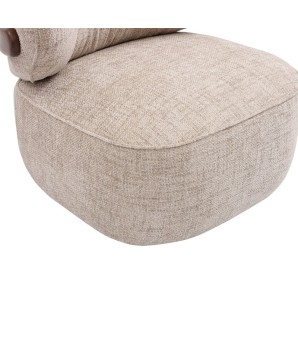 fauteuil bouclé détail tissu beige BOREAL cocooning bois