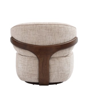 Fauteuil de salon confortable BOREAL cocooning bois Tissu beige vue dos