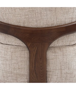 fauteuil lounge design BOREAL cocooning bois Tissu beige vue détail dossier arrière