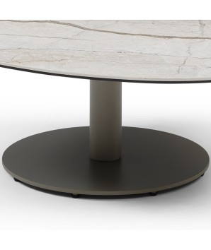 Table basse galet OPALINE 1 plateau pivotant céramique Grey détail pied
