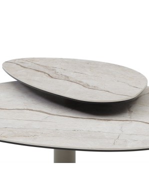 Table basse galet OPALINE 1 plateau pivotant céramique Grey vue profil