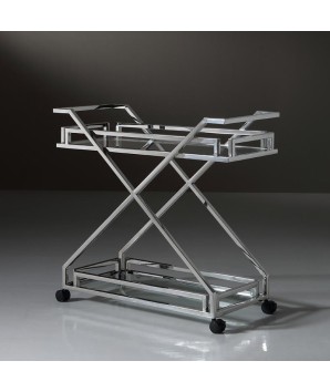 Bar roulant BARISTA X inox verre design moderne glamour