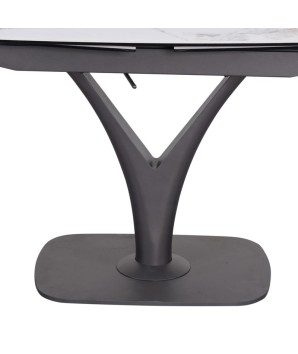 table repas ELDA extensible 8 personnes détail pied design moderne sculptural Y