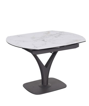table repas ELDA extensible 8 personnes pied design moderne sculptural Y 3/4 fermée