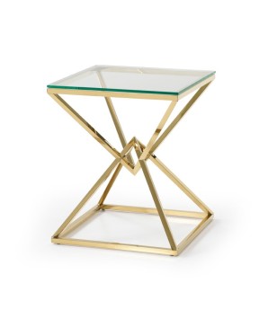 Coin canapé LOUXOR structure pyramidale dorée plateau verre design art déco hollywood regency
