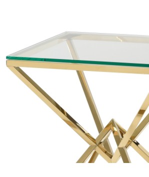 Coin canapé LOUXOR structure pyramidale dorée détail plateau verre design art déco hollywood regency
