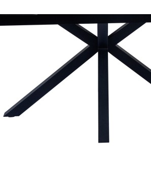 table repas elisa piètement oblique anguleux croise métal laque noir