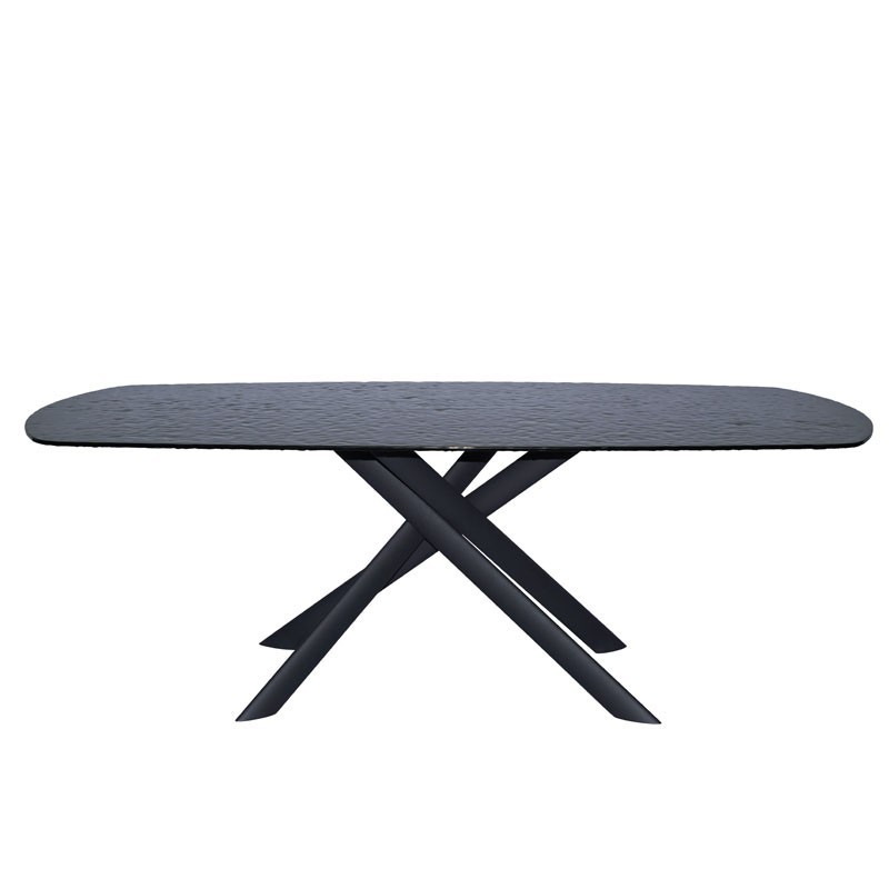 Table repas LIVIA extensible verre martelé pour 8-10 personnes