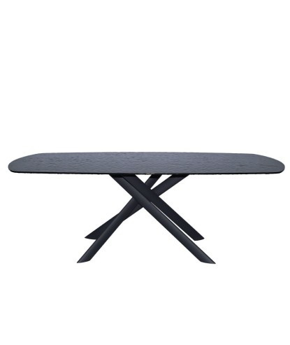 Table repas LIVIA extensible verre martelé pour 8-10 personnes