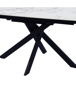 table repas ELVIRA plateau céramique jade blanche luxe 6 8 personnes vue pied design sculptural extensible