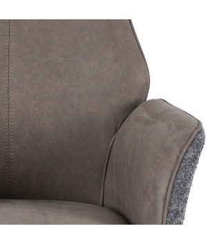 lot de 2 fauteuils pivotants ELISA tissu bouclé détail assise gris design scandinave contemporain vue dos