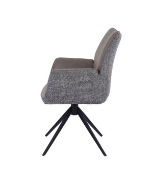 lot de 2 fauteuils pivotants ELISA tissu bouclé gris design scandinave contemporain vue côté