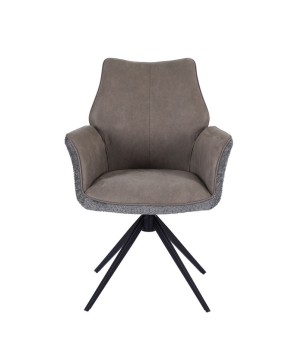 lot de 2 fauteuils pivotants ELISA tissu bouclé gris design scandinave contemporain vue face