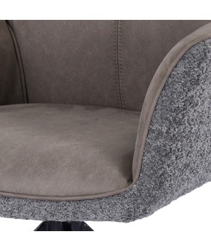 fauteuil pivotant ELISA détail assise tissu bouclé gris design scandinave contemporain