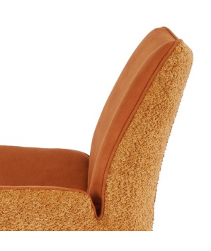 lot de 2 fauteuils pivotants ELISA détail assise tissu bouclé safran design scandinave contemporain