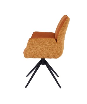 lot de 2 fauteuils pivotants ELISA tissu bouclé safran design scandinave contemporain vue côté