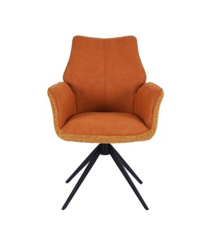 lot de 2 fauteuils pivotants ELISA tissu bouclé safran design scandinave contemporain vue face