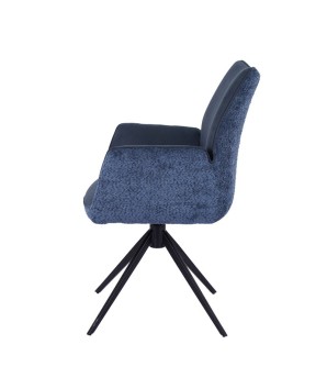 lot de 2 fauteuils pivotants ELISA tissu bouclé bleu design scandinave contemporain vue côté