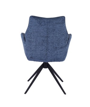lot de 2 fauteuils pivotants ELISA tissu bouclé bleu design scandinave contemporain vue dos