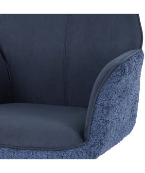 lot de 2 fauteuils pivotants ELISA détail assise tissu bouclé bleu design scandinave contemporainface