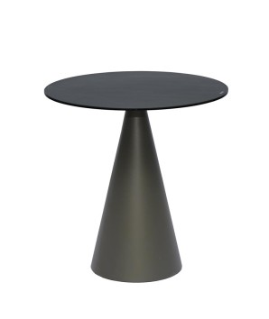 Coin canapé YOKO petit modele plateau céramique acier corten pied conique design sculptural