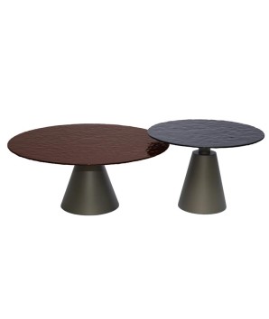 table basse NICE vue gamme design conique biomorphe verre martelé 2