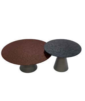 table basse NICE vue gamme design conique biomorphe verre martelé
