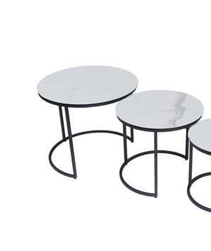 Tables gigognes TRIO céramique arabescato grand modèle design modernisme contemporain