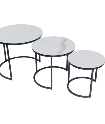 Tables gigognes TRIO céramique arabescato moyen modèle design modernisme contemporain