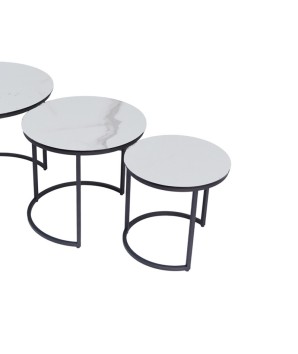 Tables gigognes TRIO céramique arabescato petit modèle design modernisme contemporain