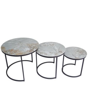 Tables gigognes TRIO céramique onyx moyen modèle design modernisme contemporain
