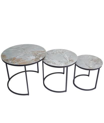 Tables gigognes TRIO céramique onyx moyen modèle design modernisme contemporain
