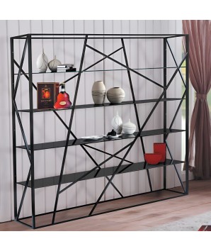 Bibliothèque KAGE BLAK structure métal étagère verre design industriel 70'S