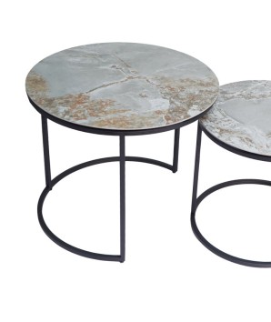 Tables gigognes TRIO céramique onyx grand modèle design modernisme contemporain