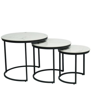 Tables gigognes TRIO céramique cold jade set de 3 tables design modernisme contemporain