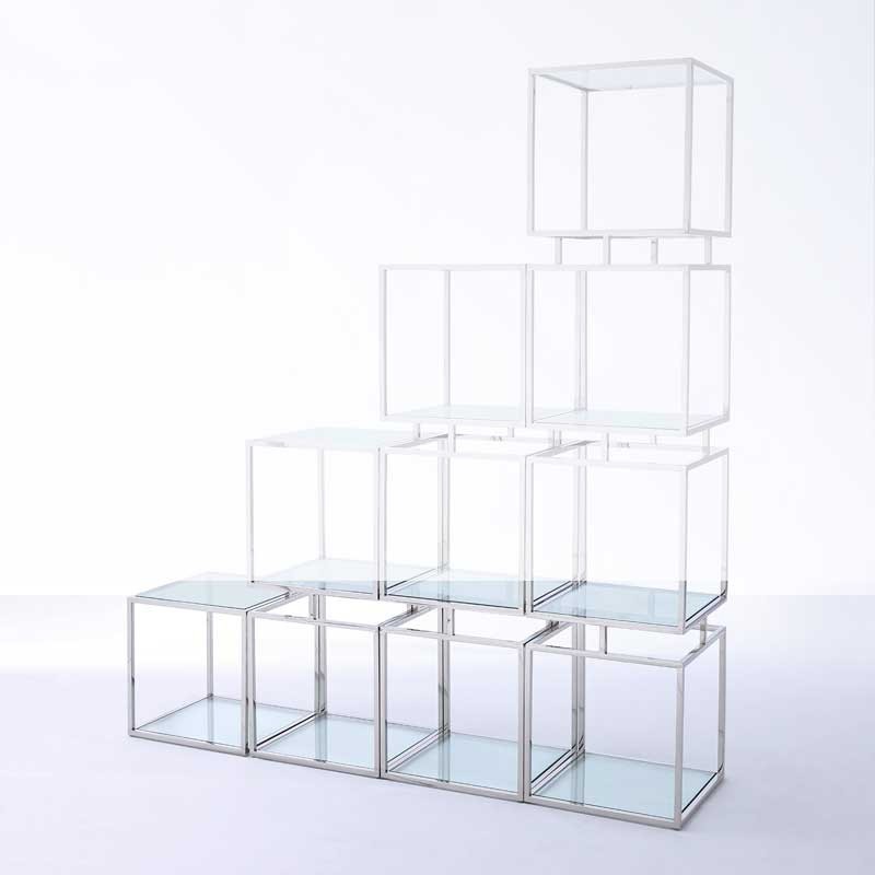 Étagères MODULO Inox verre 4 pièces