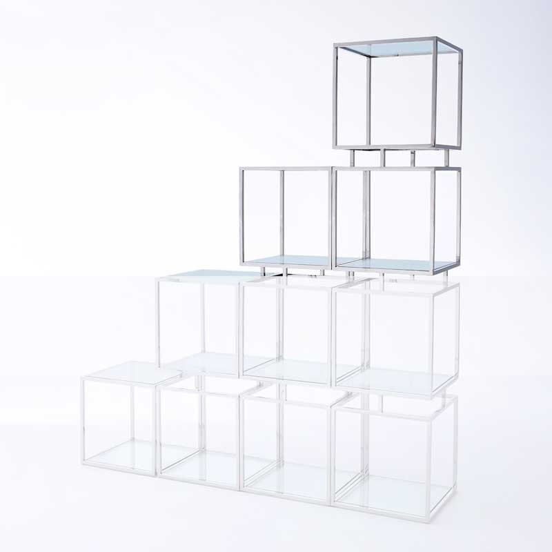 Étagères MODULO Inox verre 3 pièces