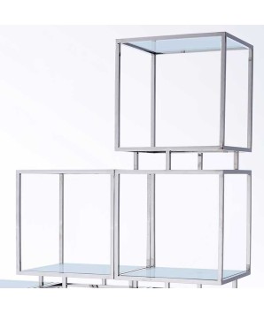 Étagères MODULO Inox verre 3 pièces