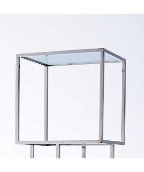 Étagère MODULO 1 cube inox verre design modernisme industriel 70s