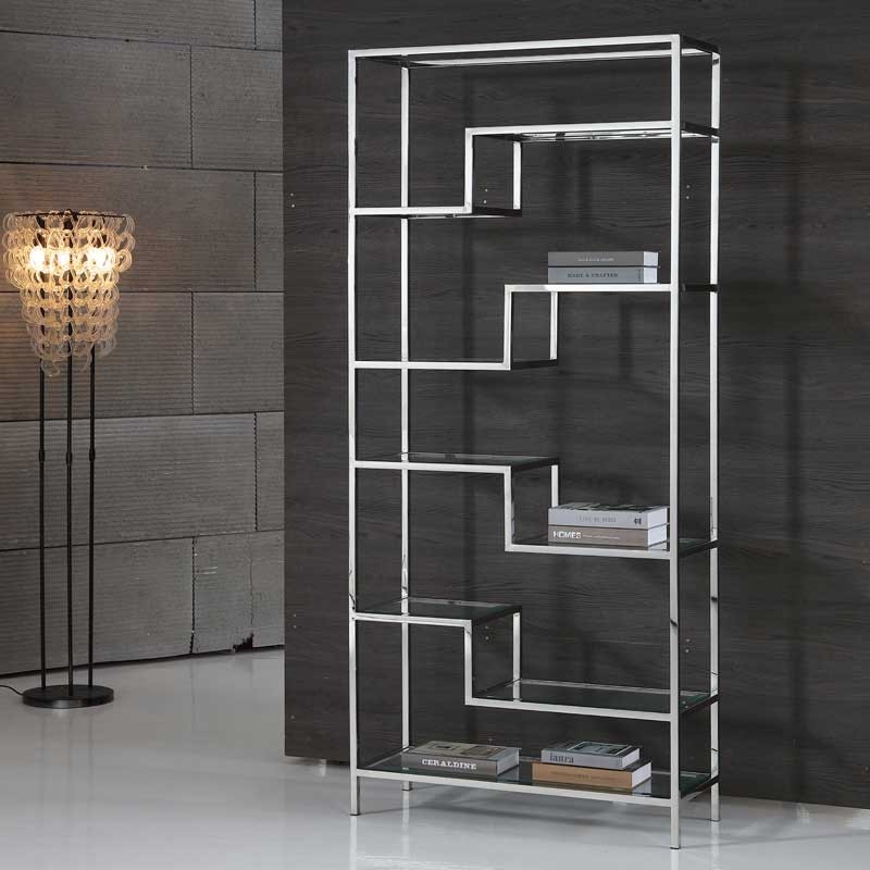 Étagère ATLAS Design Géométrique Inox et Verre Étagère ATLAS Design Géométrique Inox et Verre