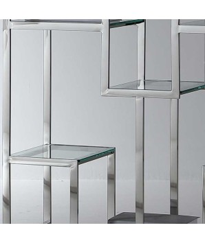 Étagère ATLAS DOUBLE Design Géométrique Inox et Verre