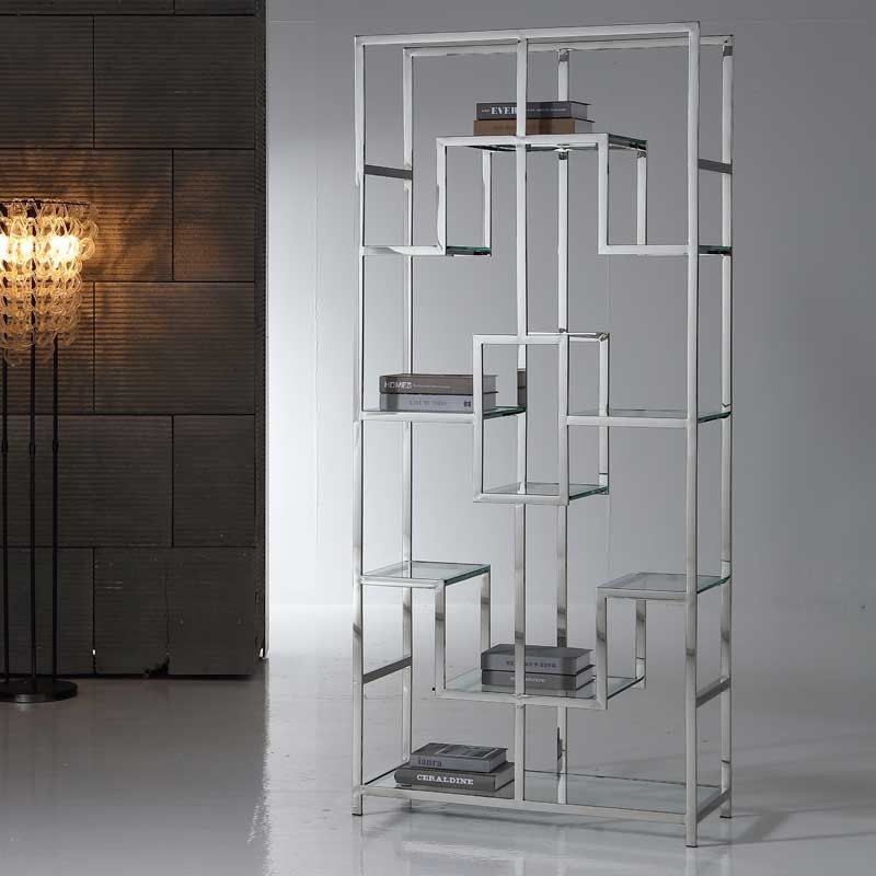 Étagère ATLAS DOUBLE Design Géométrique Inox et Verre