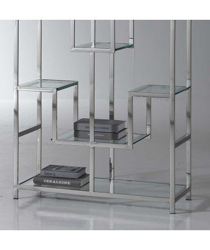 Étagère ATLAS DOUBLE Design Géométrique Inox et Verre