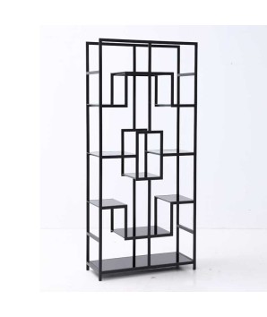 Etagère ATLAS BLACK DOUBLE structure métal plateau verre design géométrique asymétrique