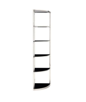 Etagère d'angle SIA quart de cercle verre fume design industriel minimaliste