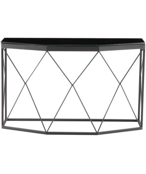 Console SIENNA verre noir design géométrique industriel filaire