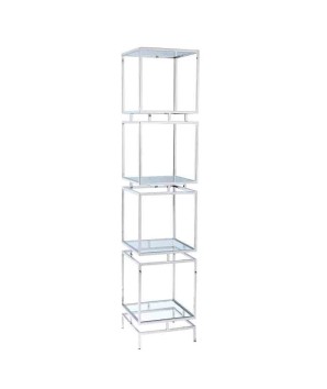 étagère KUBS verre incolore design géométrique inox