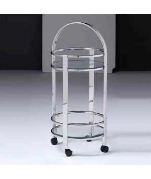 Bar roulant MARGARITA structure inox étagère verre design art-déco industriel