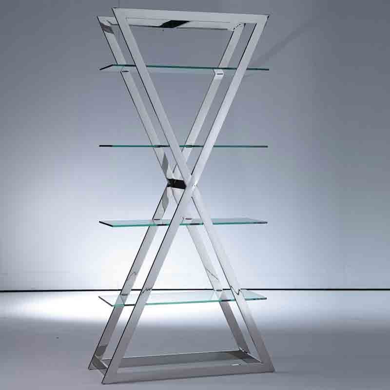 Étagère EKIS en X inox et verre Étagère EKIS en X inox et verre